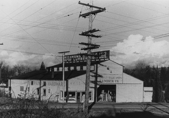 Richmond Highlands Lumber Company at 185th and Aurora. This was later the location of Dunn Lumber.